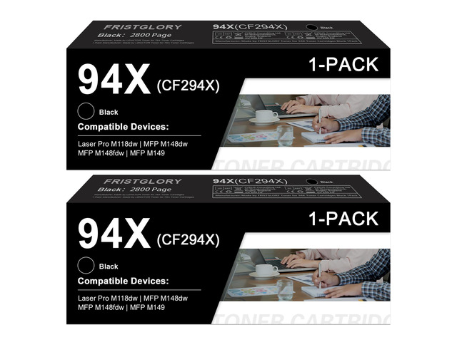 94X Black High Yield Toner Cartridge 2-Pack Work for M118/M148 Printer. Replacement for HP 94X CF294X 94A CF294A M118dw MFP M148dw MFP M148fdw...