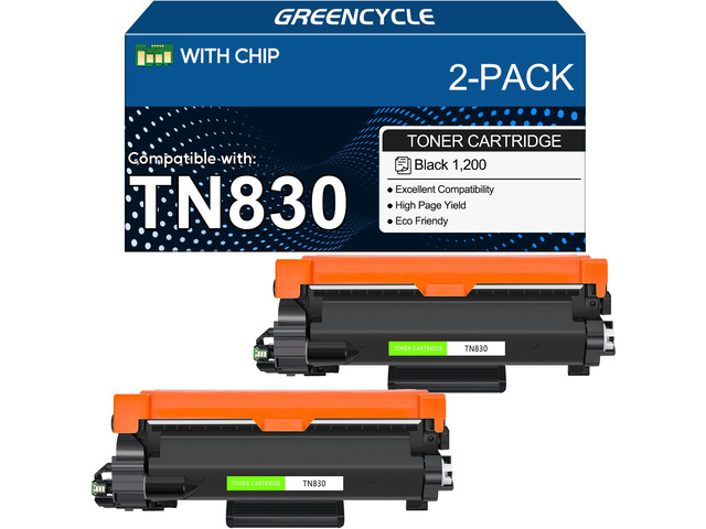 TN830 Toner Cartridge 2-Pack Compatible Replacement for Brother TN 830 TN-830 Black Toner Use with DCP-L2640DW HL-L2400D HL-L2405W HL-L2460DW...