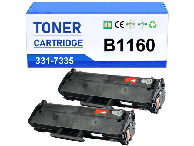 B1160 1160 331-7335 Compatible Toner Cartridge for Dell B1160W B1160 B1163W B1165NFW B116X Printer YK1PM 1500 Pages Black 2-Pack