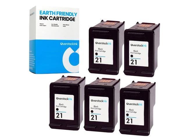 21 Black Replacement Ink Cartridge for HP Printers (5 Black)