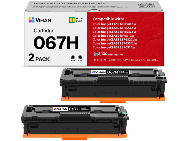 067H Black Toner Cartridge 2 Pack Replacement for Canon 067 067H Black imageCLASS LBP633Cdw MF656Cdw LBP632Cdw MF653Cdw MF654Cdw Printer Ink