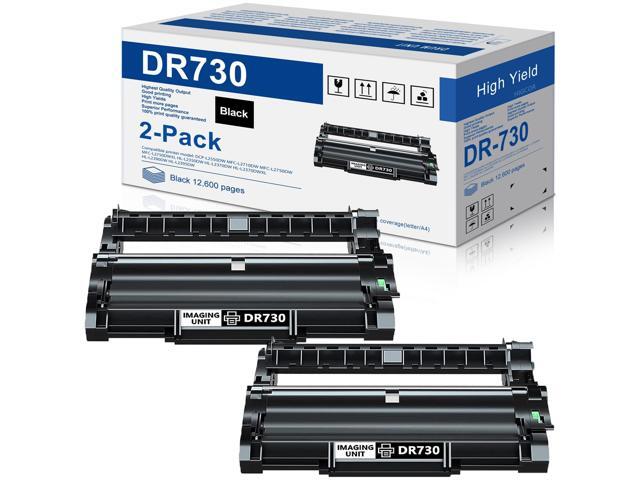 DR-730 Drum Unit (2-Pack, Black) Replacement for Brother DR730 Compatible with MFC-L2710DW MFC-L2750DW HL-L2395DW HL-L2370DW HL-L2350DW HL-L2390DW.