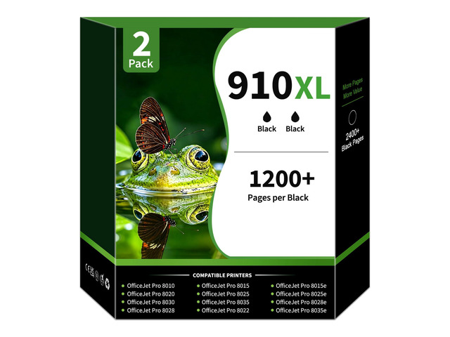 910XL 910 Ink Cartridges High Yield (2-Pack, Black) Compatible Replacement for 910XL Ink Cartridges for OfficeJet Pro 8015e 8025e 8028e 8035e 8020...