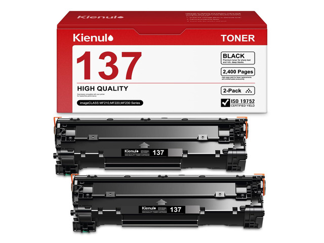 137 Black Toner Cartridge 2-Pack Replacement for Canon CRG-137 Toner Compatible with imageCLASS MF210 MF220 MF230 MF240 Series, LBP151dw, D570...