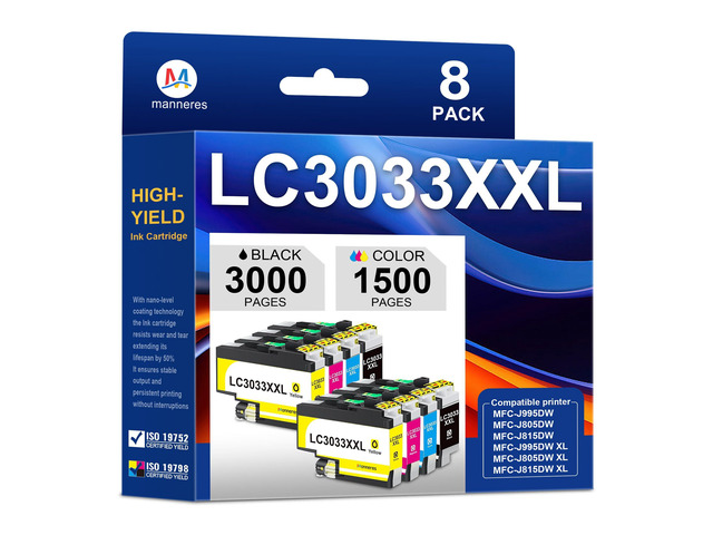 LC3033XXL Ultra High Yield Ink Cartridges Replacement for Brother LC3033 Ink LC3033 XXL for MFC-J995DW MFC-J805DW MFC-J815DW Printer...