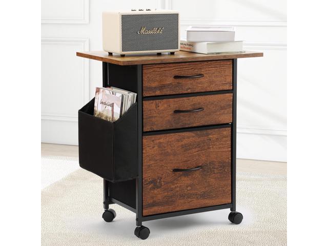 Cabinet Printer Stand with 3 Fabric Drawer, Mobile File Cabinet for Home Office with Storage Bag, Rolling Under Desk Organizer Shelf, for Hanging...