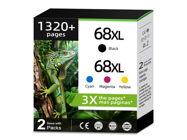 68XL Ink Cartridges Black Color Combo Pack for HP 68 XL 68e Printers Replacement for HP68XL HP68 for Envy 6155e 6555e 6152e 6552e 6558e 6110e 6500e...