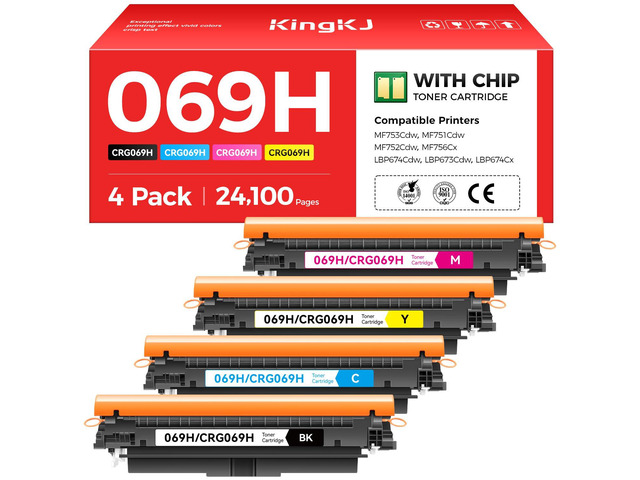 069 069H Toner Cartridge Set High Capacity 4-Pack Compatible for Canon 069H 069 for Color imageclass MF753Cdw MF751Cdw LBP674Cdw LBP674C MF750C...