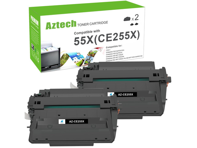 CE255X 55X Toner Cartridge Black P3015 M521dn CE255A 55A 2 Pack High Yield Compatible for HP LaserJet P3015 Toner P3011 P3015d P3015x P3015dn...