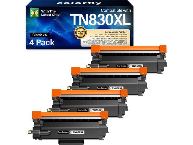 TN830XL TN830 XL/V/R Toner Cartridge for Brother DCP-L2640DW 4 Pack Compatible with Brother HL-L2460DW MFC-L2820DW HL-L2405W HL-L2400D Printer.