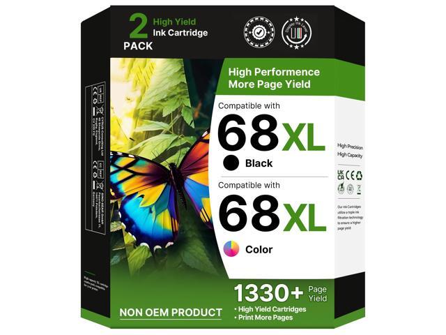 68XL 68e for HP 68 Ink Cartridges, Compatible for HP Ink 68, High Yield for HP 68 Ink Cartridges Black/Color Combo Pack Work with Envy 6155e 6555e.