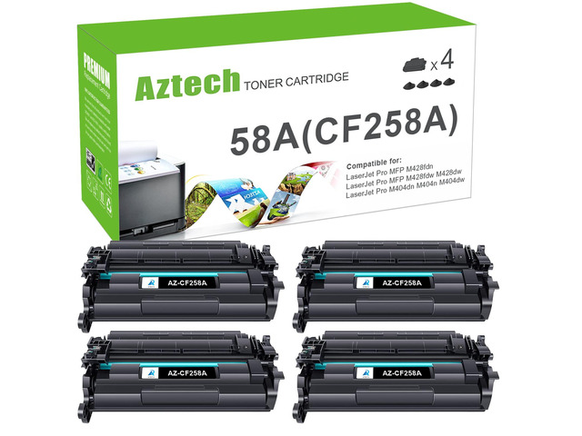 58A CF258A 58X CF258X Toner Cartridge M404n M404dn M428fdw 4 Pack Replacement for HP 58A CF258A 58X CF258X LaserJet Pro M404n M404dn MFP M428fdw...