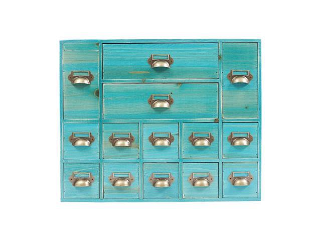 Wooden Desk Drawer Organizer, 3 Sizes Vintage Apothecary Drawers Cabinet with 14 Drawers Label Frame Practical Card Catalog Cabinets for Household...