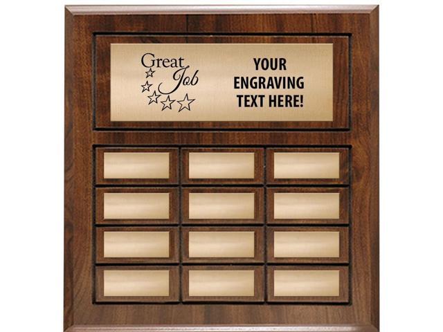 Recognition Cherry Wood Perpetual Plaque, Great Job Custom Engraved Plaque Award With Engraving