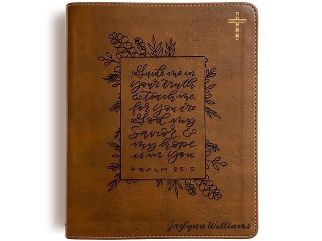 NIV Journaling Bible Personalized Name Hand-Lettered and Laser Engraved Design Gift for Wedding, Birthday, Baptism, Graduation, Anniversary
