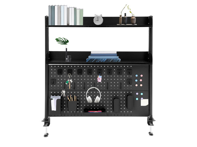 Clamp on Desk Organizer Shelf with Pegboard, Multipurpose Desktop Hutch Desk Bookshelf Desktop Bookcase Storage Rack Display Shelf for Home Office...