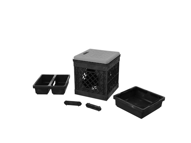 CrateGardner - crate with seat topper, cushion, and two drop in trays (Black)