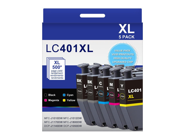 LC401XL LC401 5-Packs High Yield J1010DW Ink Cartridges Compatible for Brother 401XL LC-401 Ink Cartridges Work with MFC-J1010DW MFC-J1170DW...