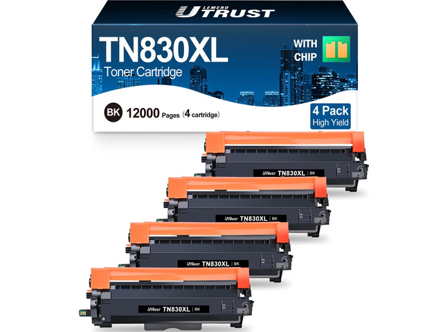 UTRUST Compatible Replaced TN830XL Toner for Brother Printer HL-L2405W 4PK Compatible with Brother DCP-L2640DW HL-L2460DW HL-L2480DW HL-L2400D...