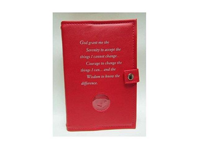 Deluxe Double Alcoholics Anonymous AA Big Book & 12 Steps & 12 Traditions Book Cover Medallion Holder Red
