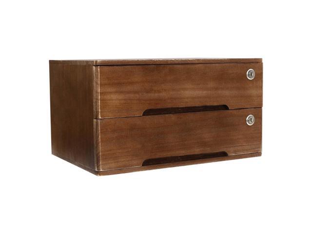 Desk Organizer with 2 Drawers, Wooden Desktop Storage Cabinet File Holder with Locks and Keys, Storage Organizer Filing Case for Office Bedroom...