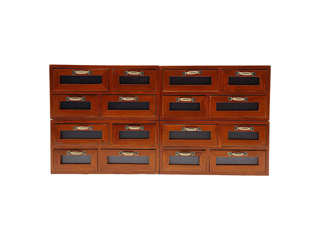 Bamboo Desk Organizer With Drawers Desktop Storage Cabinet Box Wooden Storage Box Tabletop Storage Organization Box With 16 See-Through Drawers...