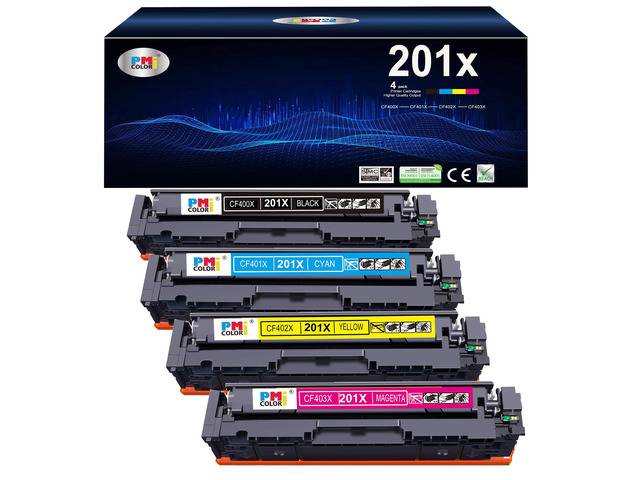 4 Pack Replacement for HP 201A 201X High-Yield Toner Cartridge for HP Color Pro MFP M277dw M252dw M277n M277c6 M252n M277 Printer Toner (Black,...