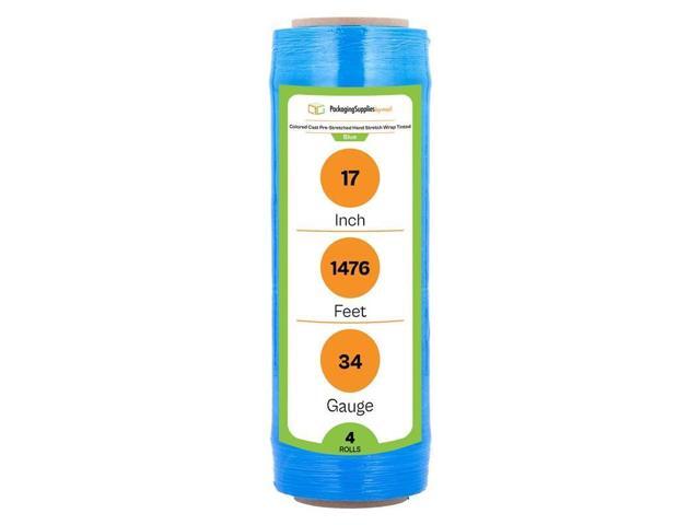 PSBM 4 Rolls 17 Inch x 1476 Feet 34 Gauge Pre-Stretched Film/Wrap, Industrial Strength Blue Shrink/Plastic Wrap for Moving, Packing, Shipping,...