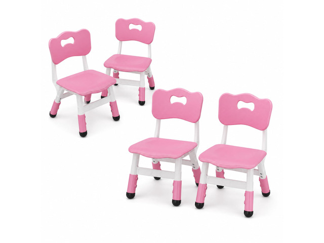 4 Pcs Adjustable Kids Chairs - 3 Level Height Adjustable Toddler Chair for Ages 3-8 - Ergonomic Backrest, Durable Plastic, Non-Slip Feet - Home,...