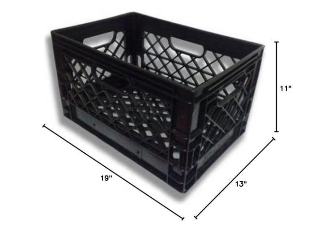 (3 Pack Black) Heavy Duty Rectangular Stackable Dairy Milk Crates - Save on shipping!!!!