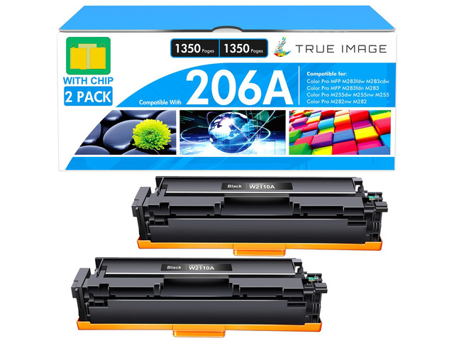 206A W2110A Black Toner Cartridge 206X W2110X MFP M283fdw M283cdw M255dw Replacement for HP 206A Black Toner Color LaserJet Pro MFP M283fdn...