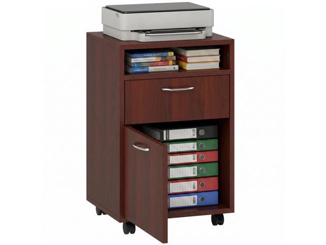 Mobile Storage Cabinet Organizer with Drawer and Cabinet, Printer Stand with Castors, Brown