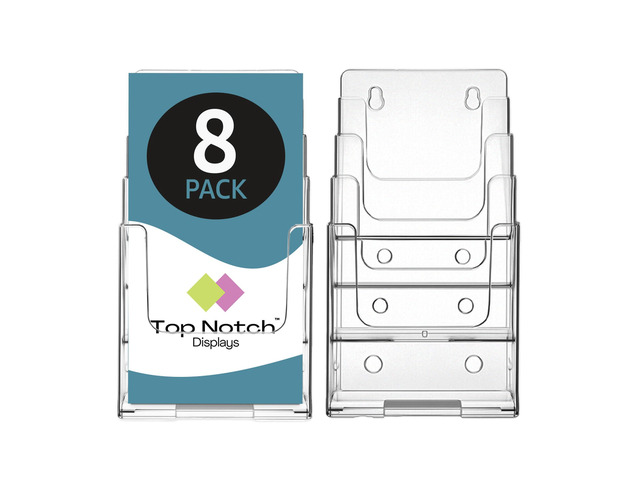 4' 4 Tier Clear Acrylic Flyer Holder Wall Mount or Countertop Design - Pamphlet Display Stand for Trifold Brochures for Offices, Retail, and...