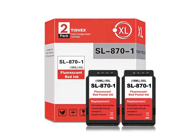 SL-870-1 Compatible for Pitney Bowes SL-870-1 Red Ink Cartridge SL870-1 XXL Fluorescent Red Ink Replacement for The PB N e w SendPro Mailstation...