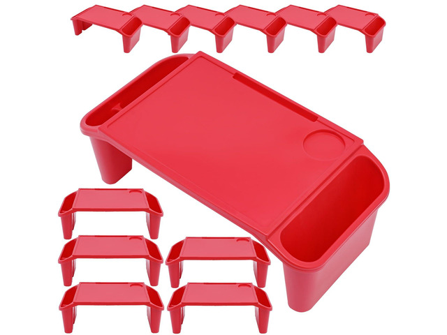 12Pcs Kids Lap Desk Tray, Portable Activity Table, Portable Lap Bed Table with Side Pockets, Plastic Lap Desk for Classroom Children Car Activity...