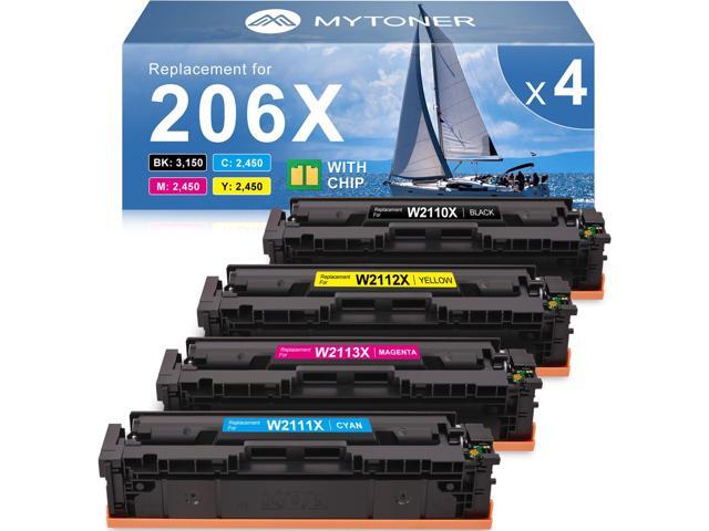 206X Toner Cartridges 4 Pack High Yield for M283fdw M283cdw M255dw With Chip, Replacement for HP 206A W2110A W2110X, Compatible with Color...
