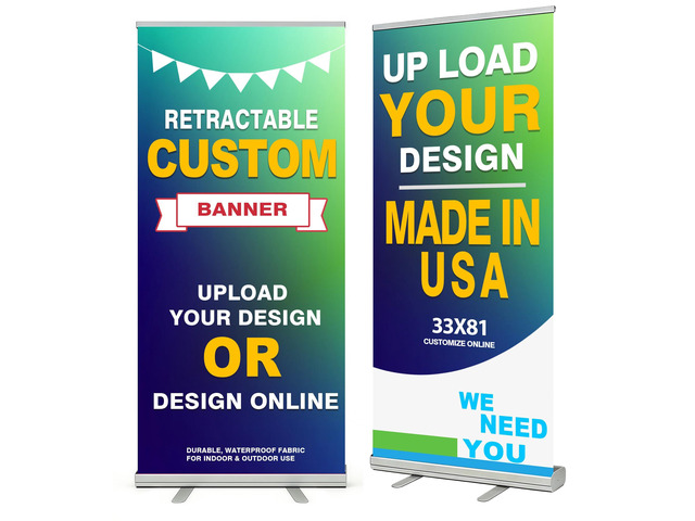 Custom Retractable Banner with Aluminum Frame,Portable and Durable 33'x81' Personalized Banners for Events,Promotion,Advertising,Birthday,Wedding...
