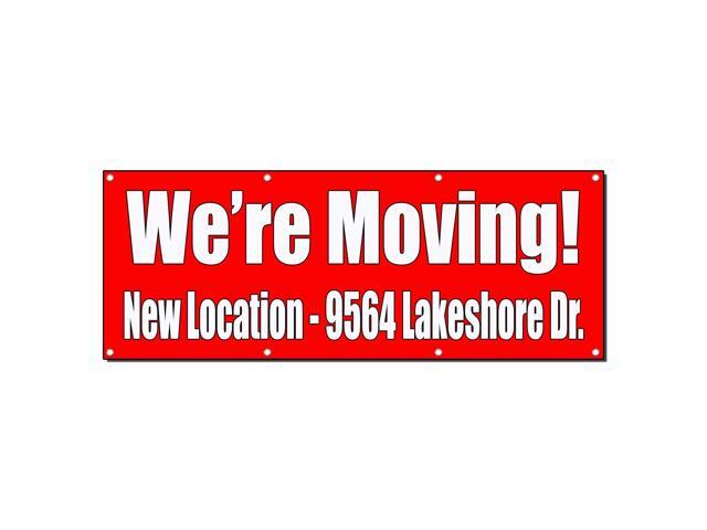 We'Re Moving! Custom Location Red 3 Ft X 6 Ft/W 6 Grommets