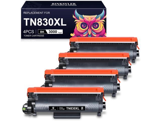 4-Pack TN830XL TN830 Black Toner Cartridges for Brother TN-830-XL High Yield with Chip, Use for Brother HL-L2460DW DCP-L2640DW MFC-L2820DW...