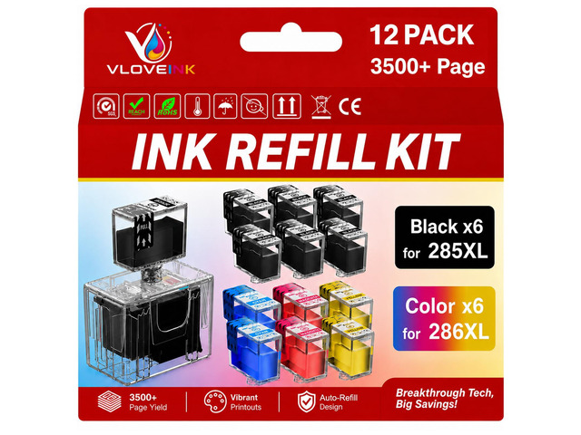 PG-285XL CL-286XL Ink Refill Kit for Canon 285XL 286XL Ink Cartridges Compatible for Canon 285 286 PG-285 CL-286 XL Work with Pixma TS7720 TS7722...