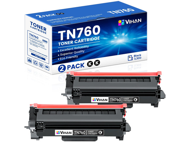 TN760 High Yield Black Toner Cartridge Compatible Replacement for Brother TN-760 TN 760 MFC-L2710DW MFC-L2750DW DCP-L2550DW HL-L2350DW HL-L2370DW...