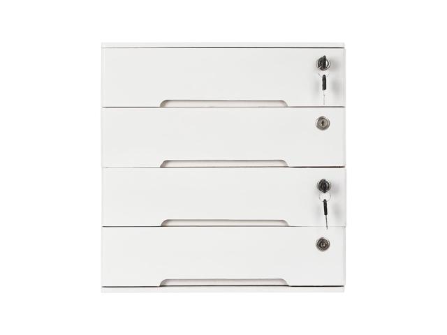 Wooden Desktop Storage Box, with 4 Lockable Drawers, Keepsake Box, Office Supplies A4/Receipt File Organizer, Flat File Cabinet to store documents,...
