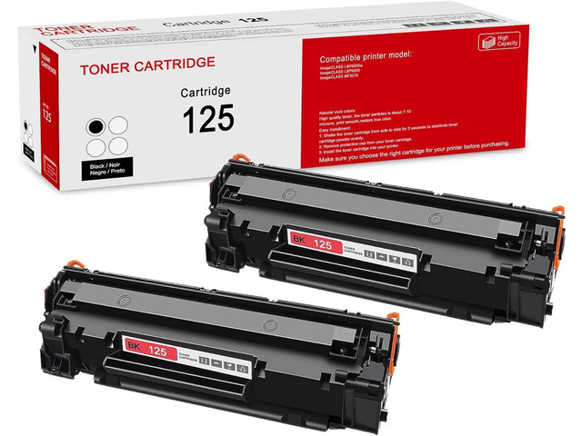 2 Pack 125 3484B001AA Black Toner Cartridge: Compatible CRG 125 3484B001AA Replacement for Canon ImageCLASS LBP6030w, LBP6000, MF3010 Printer
