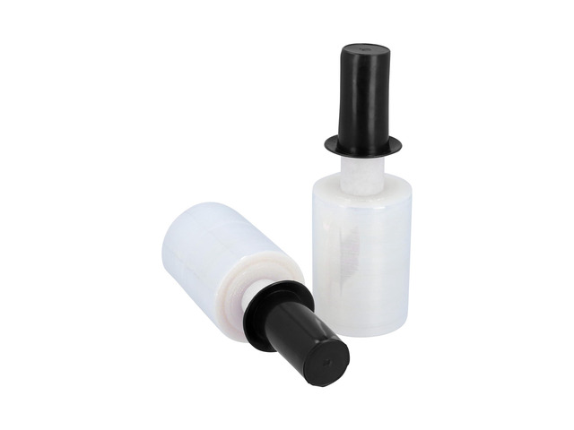 PSBM Mini Stretch Wrap with Extended Core Spinner Handles, 12 Rolls 5 Inch x 700 Feet 120 Gauge Heavy Duty Clear Plastic Wrap Industrial Strength...