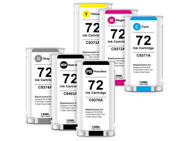72 Ink Cartridges High Yield Compatible for HP 72 Ink Cartridge, Work for HP DesignJet T610 T620 T770 T790 T795 T1100 T1120 T1200 T1300 T2300...