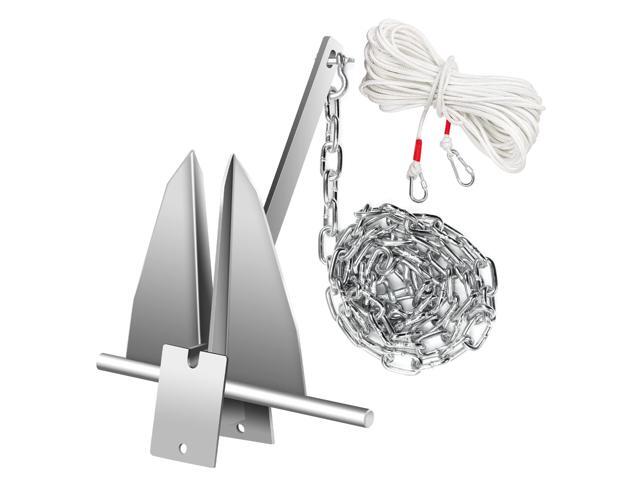 Boat Anchor Kit, Fluke Style Anchor, Galvanized Steel Hot Dipped Fluke Anchor Includes Anchor,Chain,Rope, Shackles for Boat Mooring on The Beach