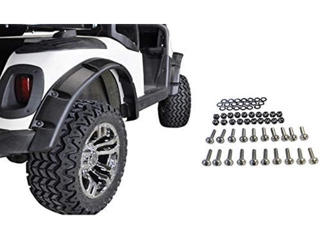 Huskey 4PCS EZGO Golf Cart Fender Flares with Stainless Steel Hardware for RXV 2008-2015 G/E Models, Made of Impact-Resistant ABS plastic and...