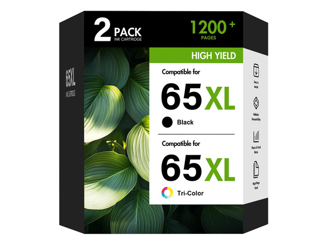 65XL 65 Black and Color Combo Pack Ink Cartridges DeskJet 3755 Envy 5055 Compatible Replacement for HP65XL 65XL Black and Color for HP DeskJet...