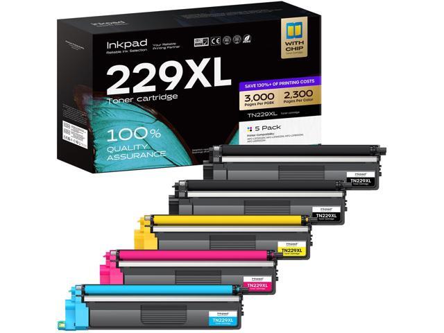 TN229XL Toner Cartridges 5 Pack Replacement for Brother MFC-L3780CDW Compatible with HL-L3280CDW MFC-L3720CDW HL-L3300CDW, 3000 Pages per Toner,.