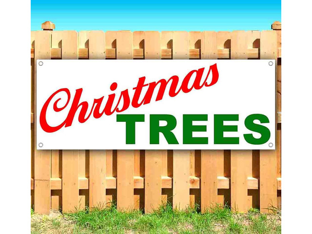 Christmas Trees 13 oz Banner Non-Fabric Heavy-Duty Vinyl Single-Sided with Metal Grommets